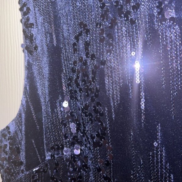 Jackie Jon‎ Blue Sequin Stretch Dress - Size 16 | Party-Ready & Comfortable - Picture 2 of 9